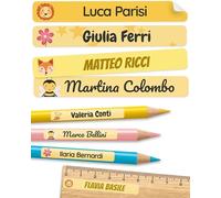 melu kids® Etichette Adesive Personalizzate per Scuola (150 pezzi) - Adesivi Personalizzabili per Penne, Matite e Cancelleria, Resistenti all'Acqua - Oro