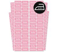 melu kids® Etichette Adesive Personalizzate per Vestiti da Stirare (50 pezzi, unicolore) - Adesivi Personalizzabili Stirabili con i Nomi dei Bambini, Lavabili in Lavatrice - Rosa
