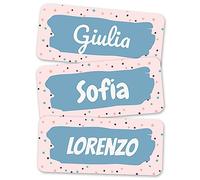 melu kids® Etichette adesive personalizzate per vestiti e altri articoli (120 pezzi) - Non è necessario stirare, adesivi con nome a prova di lavatrice - Puntini