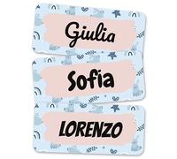 melu kids® Etichette adesive personalizzate per vestiti e altri articoli (120 pezzi) - Non è necessario stirare, adesivi con nome a prova di lavatrice - Lepri