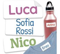 melu kids® Etichette adesive personalizzate per vestiti e altri articoli (60 pezzi) - Non è necessario stirare, Adesivi con nome a prova di lavatrice - Bianco