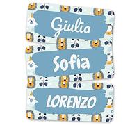 melu kids® Etichette adesive personalizzate per vestiti e altri articoli (60 pezzi) - Non è necessario stirare, adesivi con nome a prova di lavatrice - Animali
