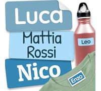 melu kids® Etichette adesive personalizzate per vestiti e altri articoli (60 pezzi) - Non è necessario stirare, Adesivi con nome a prova di lavatrice - Blu