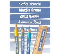 melu kids® Etichette Adesive Personalizzate Scuola [150, Blu Scuro] - Etichette Adesive per Matite e Cancelleria - Etichette Personalizzate Scuola con Nome - Resistenti all'Acqua