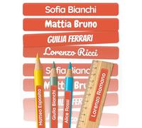 melu kids® Etichette Adesive Personalizzate Scuola [75, Rosso] - Etichette Adesive per Matite e Cancelleria - Etichette Personalizzate Scuola con Nome - Resistenti all'Acqua