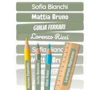 melu kids® Etichette Adesive Personalizzate Scuola [75, Verde] - Etichette Adesive per Matite e Cancelleria - Etichette Personalizzate Scuola con Nome - Resistenti all'Acqua
