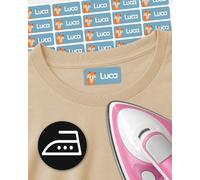 melu kids® Etichette termoadesive personalizzate per tessuti (120 pezzi) - Etichette per vestiti da stirare, lavabili in lavatrice, per bambini e adulti - Blu