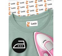 melu kids® Etichette termoadesive personalizzate per tessuti (60 pezzi) - Etichette per vestiti da stirare, lavabili in lavatrice, per bambini e adulti - Bianco