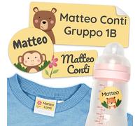 melu kids® Set di etichette adesive personalizzate scuola materna e asilo (50 pezzi) - Etichette personalizzate per vestiti, tessuti e oggetti - Adesivi Personalizzati Lavabili - Giallo