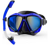 MELUMILU Attrezzatura da snorkeling per adulti, blu, zincata, set da snorkeling a secco a 180° panoramica e visione ampia, anti-appannamento, attrezzatura professionale per snorkeling per nuoto e