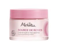 Melvita, Crema idratante biologica alla rosa per una pelle rimpolpata e lenita, texture leggera e non grassa, ideale per tutti i tipi di pelle, 50 ml, Linea Source De Roses