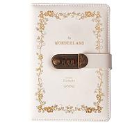 MELY Quaderno diario, diario vintage A5 con chiusura a chiave con motivo floreale, diario di viaggio segreto da 120 fogli, album da disegno personale, regalo di compleanno, 210x145 mm(White)