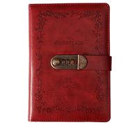 MELY Quaderno diario, diario vintage A5 con chiusura a chiave con motivo floreale, diario di viaggio segreto da 120 fogli, album da disegno personale, regalo di compleanno, 210x145 mm(Red)