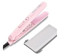 Melydo Mini Piastra per Capelli da Viaggio Portatile per Capelli Corti, Piastra Riscaldante in Ceramica, Voltaggio Universale, 210°C, Rose