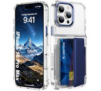 MEMAXELUS Custodia per iPhone 16 Pro Max con porta carte, custodia a portafoglio con blocco RFID, custodia trasparente antiurto con cavalletto e protezione per fotocamera, cover per iPhone 16 Pro Max