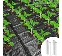 Membrana per il controllo delle erbacce da 10 m, con fori, barriera per erbacce, tessuto paesaggistico con fori per piantare, tappetini per membrana da giardino con 10 picchetti in acciaio