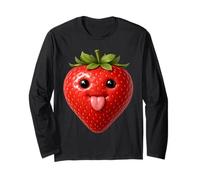 Meme AI Strawberry Tongue out Silly Fruit Gen Z Brainrot Kid Maglia a Manica