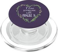 Meme con ghirlanda floreale a forma di cuore con scritta "I Love Someone With Fragile" PopSockets PopGrip per MagSafe