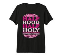 Meme Cristiano Divertente: Half Hood, Holy, Pray Maglietta Premium