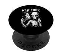 Meme del cartello della pace alieno sull'invasione degli UFO a New York Travel PopSockets PopGrip Adesivo