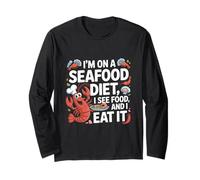Meme di Frutti di Mare Sono a Dieta a Base di Frutti di Mare Vedo Cibo e Lo mangio Maglia a Manica