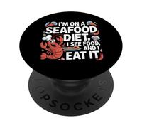 Meme di frutti di mare Sono a dieta a base di frutti di mare Vedo cibo e lo mangio PopSockets PopGrip Adesivo