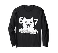 Meme di Six Seven 67 Freaky Cat Tongue out Flight Maglia a Manica