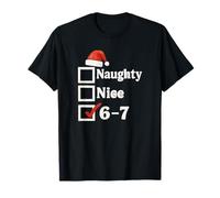 Meme Divertente con Cappello da Babbo Natale con Lista di Controllo Naughty Nice 6-7 Maglietta
