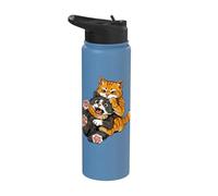 Meme divertente con un gatto arancione in un abbraccio Stainless Steel Insulated Water Bottle