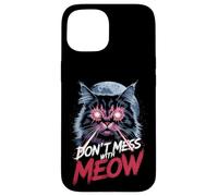 Meme divertente di Laser Eye Cat Meow Angry Kitty Moon Custodia per iPhone 15