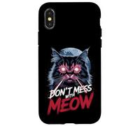 Meme divertente di Laser Eye Cat Meow Angry Kitty Moon Custodia per iPhone X/XS
