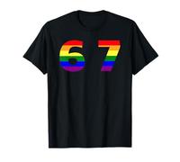 Meme Divertente dicendo 6 7 Gen Z Alpha LGBTQ Flag Progressive Maglietta