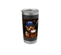 Meme divertente per cani per amanti dei cani Uomini Donne Yorkie Bere Birra Bicchiere termico in acciaio inox doppia parete