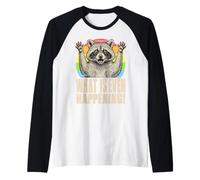 Meme Divertente sul Procione - Ma Che Sta succedendo? - Maglia con Maniche Raglan