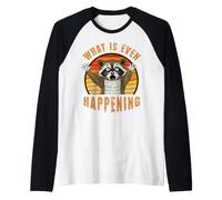 Meme Divertente sul Procione - Ma Che Sta succedendo? - Maglia con Maniche Raglan