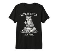 Meme esistenziale assurdo di Life Is Soup I Am Fork Funny Fox Maglietta Premium