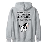 Meme Funny Cow e The Lord Said Let There Be Sexy People Felpa con Cappuccio
