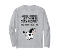 Meme Funny Cow e The Lord Said Let There Be Sexy People Maglia a Manica