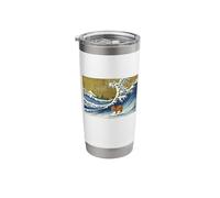 Meme Lover Kids Retro Vintage Surfing A Great Wave Capybara Bicchiere termico in acciaio inox doppia parete