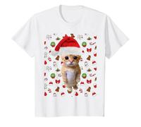 Meme Natalizio El Gato Sad Cat Munchkin Kitty Meme alla Moda Maglietta, Bambini, Bianco, 2 Anni