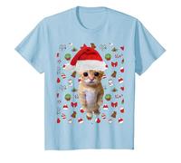 Meme Natalizio El Gato Sad Cat Munchkin Kitty Meme alla Moda Maglietta, Bambini, Celeste, 10 Anni
