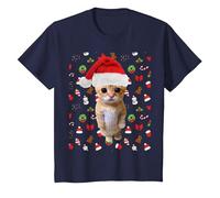 Meme Natalizio El Gato Sad Cat Munchkin Kitty Meme alla Moda Maglietta, Bambini, Navy, 8 Anni
