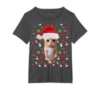 Meme Natalizio El Gato Sad Cat Munchkin Kitty Meme alla Moda Maglietta, Donna Plus-Size, Grigio Scuro, 2X