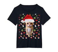 Meme Natalizio El Gato Sad Cat Munchkin Kitty Meme alla Moda Maglietta, Donna Plus-Size, Nero, 2X