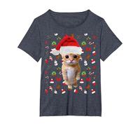 Meme Natalizio El Gato Sad Cat Munchkin Kitty Meme alla Moda Maglietta, Donna Plus-Size, Pervinca, 1X