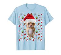Meme Natalizio El Gato Sad Cat Munchkin Kitty Meme alla Moda Maglietta, Uomo, Celeste, XL