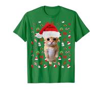Meme Natalizio El Gato Sad Cat Munchkin Kitty Meme alla Moda Maglietta, Uomo, Verde Mela, 3XL