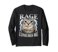 Meme Rage Consumes Me Staring Cat, Divertente e Stupido Maglia a Manica