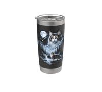 Meme retrò Maine Coon Cat Moon Bootleg degli anni '90 con gattini Bicchiere termico in acciaio inox doppia parete