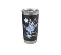 Meme retrò Norwegian Forest Cat Moon degli anni '90 con gattini Bicchiere termico in acciaio inox doppia parete